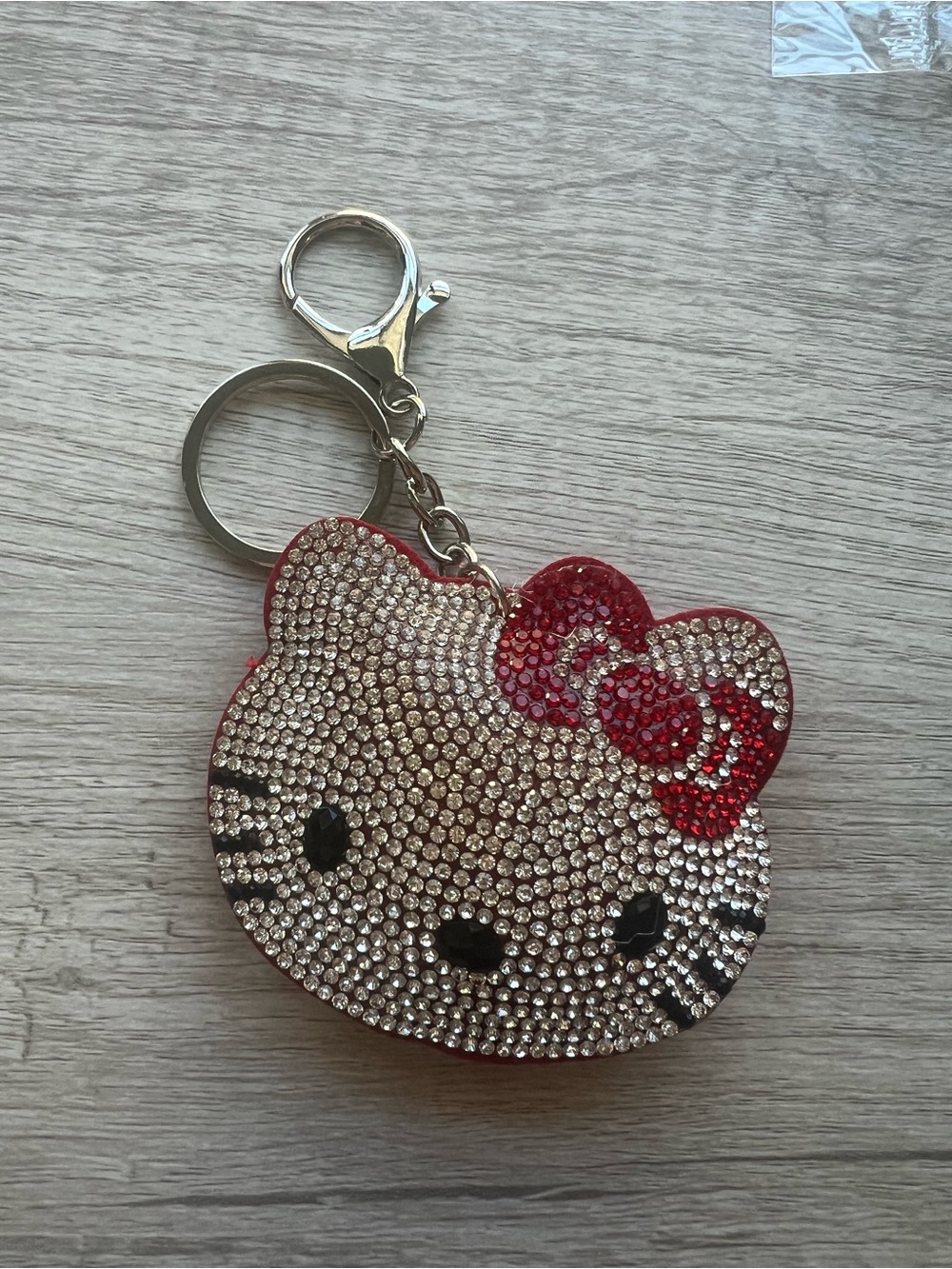 Crystal Hello Kitty Keychain with Red Bow